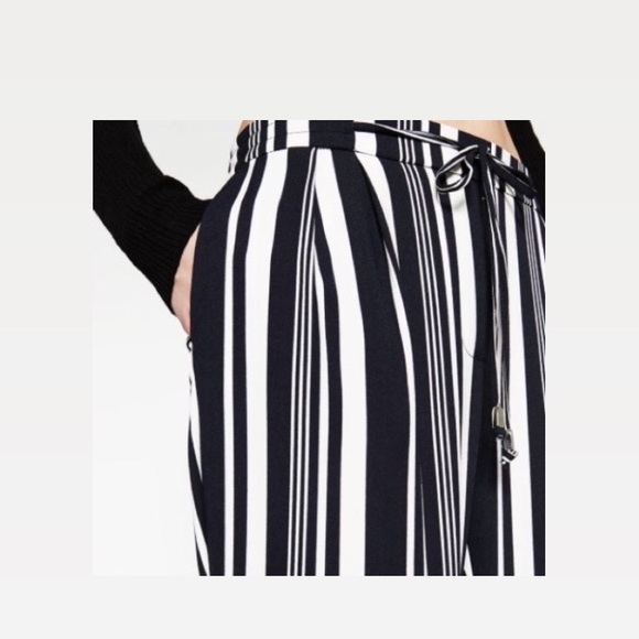 Zara Striped Drawstring Trousers Sz: XS - Picture 4 of 5